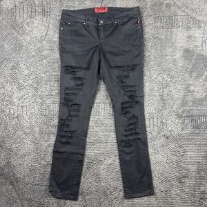 Tripp NYC Women's Size 12 Distressed Skinny Jeans Black Ripped Punk Goth Emo
